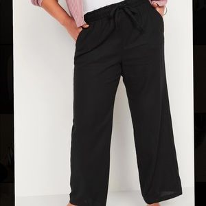 Black linen blend pants